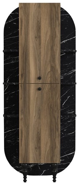 Bibliotecă, Walnut Noir, UnicUtil, 40 x 31.4 x 179 cm, Negru - Maro, UUBIB29