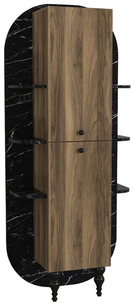 Bibliotecă, Walnut Noir, UnicUtil, 40 x 31.4 x 179 cm, Negru - Maro, UUBIB29