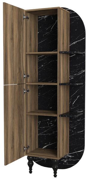 Bibliotecă, Walnut Noir, UnicUtil, 40 x 31.4 x 179 cm, Negru - Maro, UUBIB29