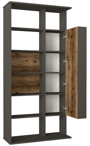 Biblioteca, Rustic Charm, UnicUtil, 90 x 35 x 183.6 cm, Maro - Antracit, UUBIB34