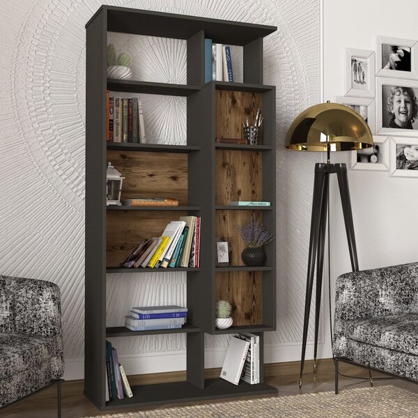 Biblioteca, Rustic Charm, UnicUtil, 90 x 35 x 183.6 cm, Maro - Antracit, UUBIB34