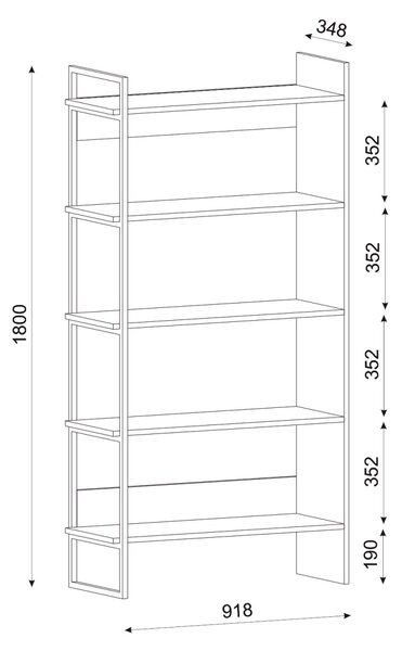 Biblioteca, Urban Edge, UnicUtil, 91.8 x 34.8 x 180 cm, Maro , UUBIB33