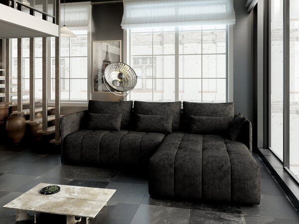 Colțar extensibil dumonde cu ladă de depozitare Malta Enjoy Black II 235x185 cm