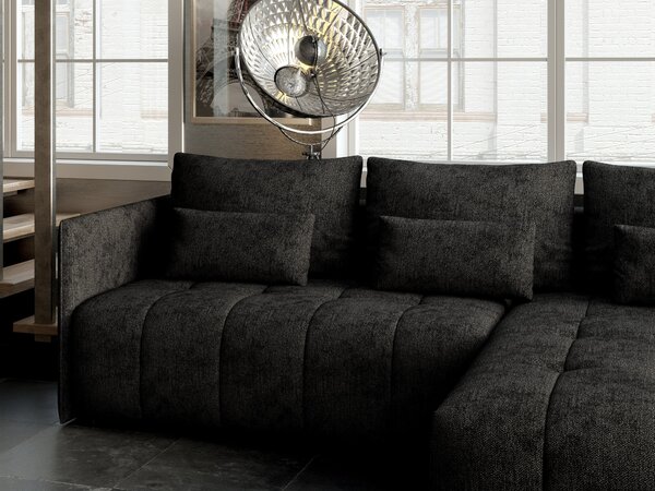 Colțar extensibil dumonde cu ladă de depozitare Malta Enjoy Black II 235x185 cm