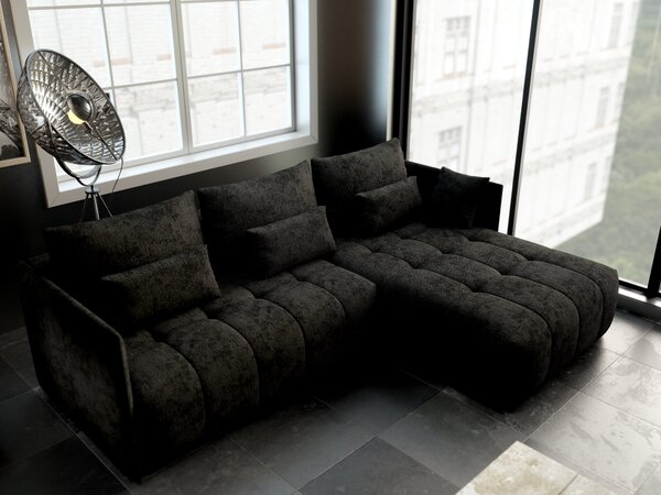Colțar extensibil dumonde cu ladă de depozitare Malta Enjoy Black II 235x185 cm