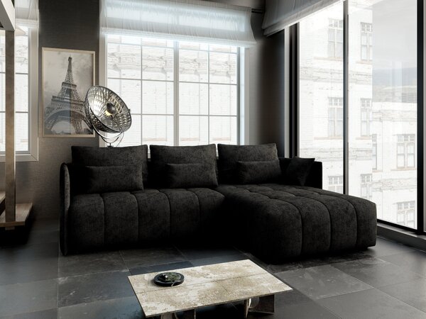 Colțar extensibil dumonde cu ladă de depozitare Malta Enjoy Black II 235x185 cm