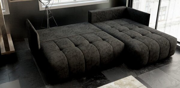 Colțar extensibil dumonde cu ladă de depozitare Malta Enjoy Black II 235x185 cm