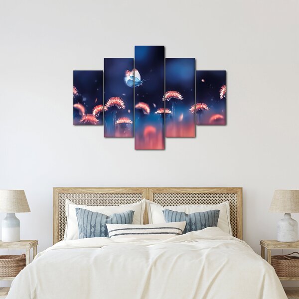 Tablou cu păpădii cu fluture albastru (150x105 cm)