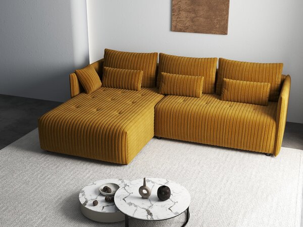 Colțar extensibil dumonde cu ladă de depozitare Malta Ambience Mustard 235x185 cm