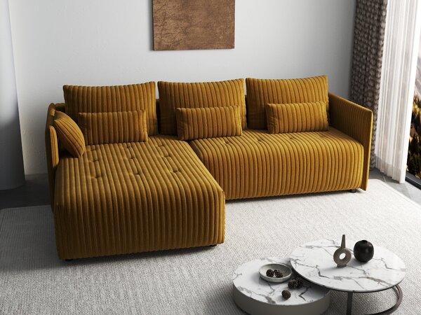 Colțar extensibil dumonde cu ladă de depozitare Malta Ambience Mustard 235x185 cm