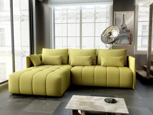 Colțar extensibil dumonde cu ladă de depozitare Malta Enjoy Green 235x185 cm