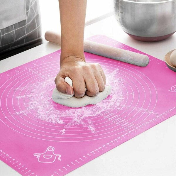 Plansa modelatoare din silicon Pufo Paste pentru masurat, rulat sau framantat aluat de patiserie, cofetarie, brutarie, 69 x 49 cm, roz
