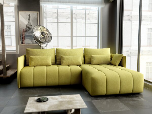 Colțar extensibil dumonde cu ladă de depozitare Malta Enjoy Green II 235x185 cm