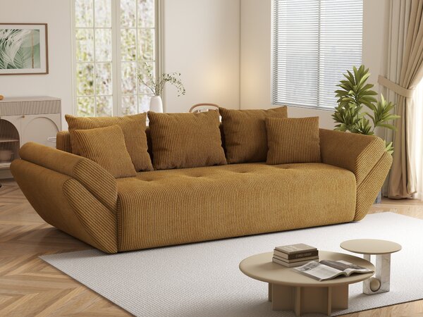Canapea extensibilă dumonde cu ladă de depozitare Berlin Zoom Mustar 250x100 cm