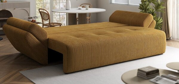 Canapea extensibilă dumonde cu ladă de depozitare Berlin Zoom Mustar 250x100 cm