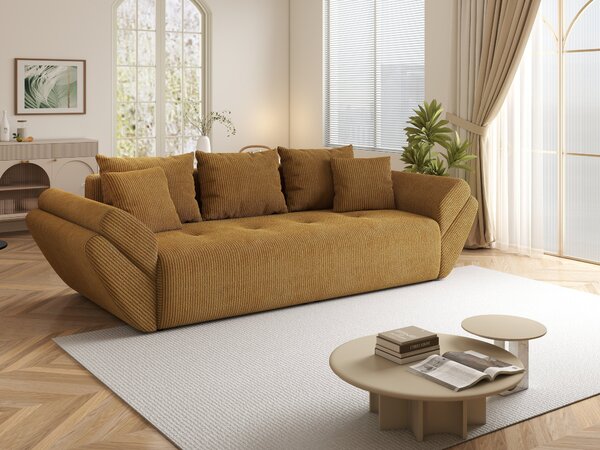 Canapea extensibilă dumonde cu ladă de depozitare Berlin Zoom Mustar 250x100 cm