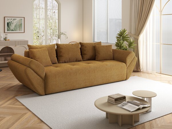 Canapea extensibilă dumonde cu ladă de depozitare Berlin Zoom Mustar 250x100 cm