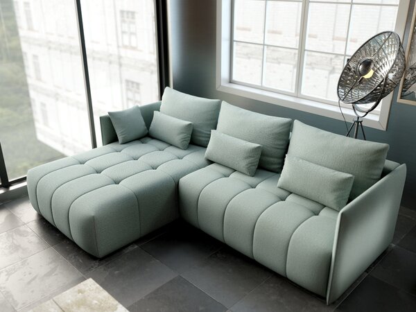 Colțar extensibil dumonde cu ladă de depozitare Malta Enjoy Mint 235x185 cm