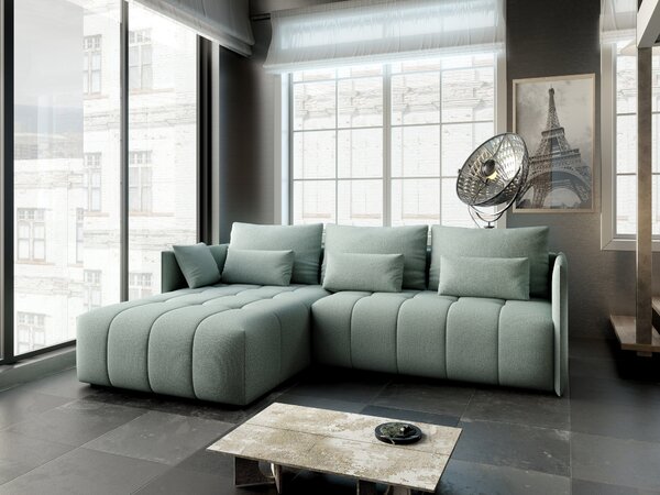 Colțar extensibil dumonde cu ladă de depozitare Malta Enjoy Mint 235x185 cm