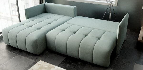 Colțar extensibil dumonde cu ladă de depozitare Malta Enjoy Mint 235x185 cm