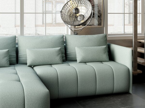 Colțar extensibil dumonde cu ladă de depozitare Malta Enjoy Mint 235x185 cm