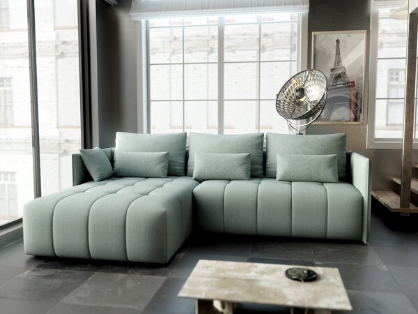 Colțar extensibil dumonde cu ladă de depozitare Malta Enjoy Mint 235x185 cm