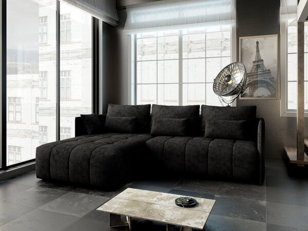 Colțar extensibil dumonde cu ladă de depozitare Malta Enjoy Black 235x185 cm