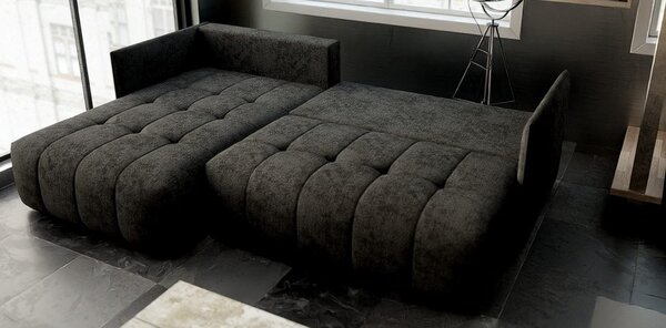 Colțar extensibil dumonde cu ladă de depozitare Malta Enjoy Black 235x185 cm