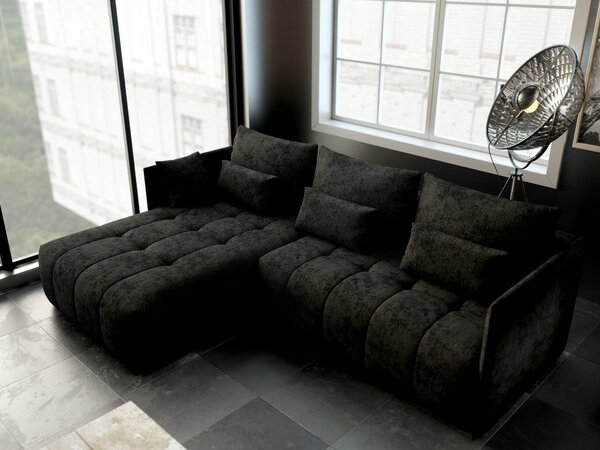 Colțar extensibil dumonde cu ladă de depozitare Malta Enjoy Black 235x185 cm