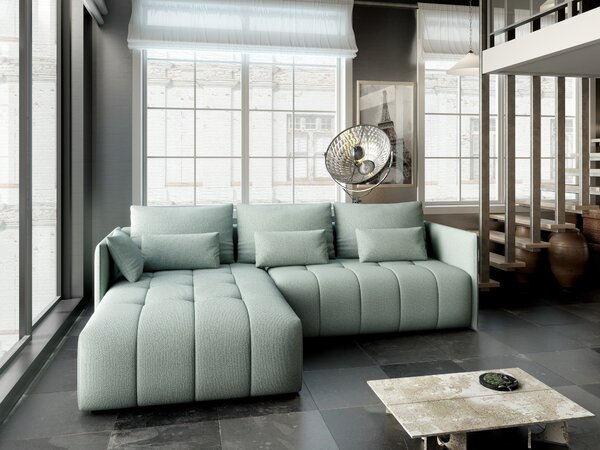 Colțar extensibil dumonde cu ladă de depozitare Malta Enjoy Mint 235x185 cm