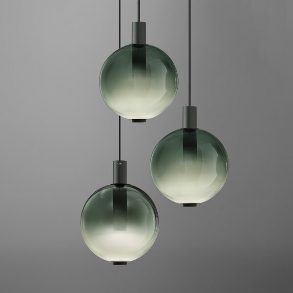 OLEV lampă suspendată LED BEAM STICK NUANCE, verde, Ø 20 cm, 927, reglabil, Verde, Camera de zi / sufragerie, Sticlă, Design