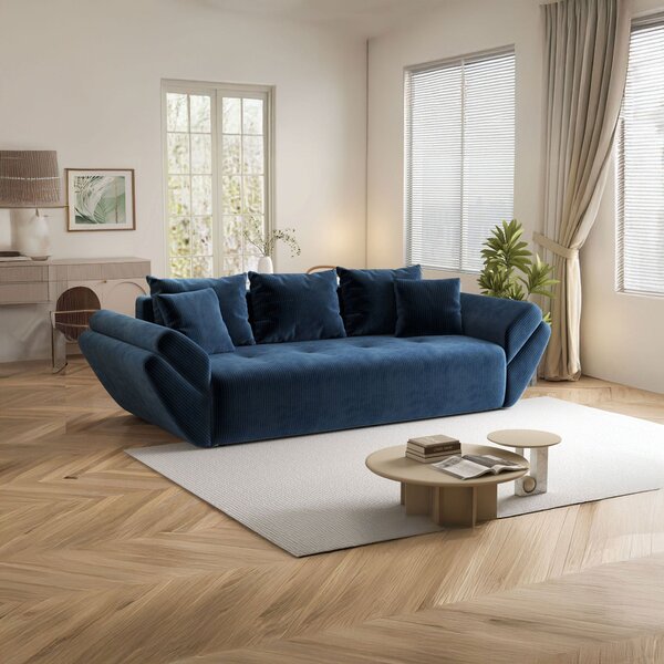 Canapea extensibilă dumonde cu ladă de depozitare Berlin Zoom Blue 250x100 cm