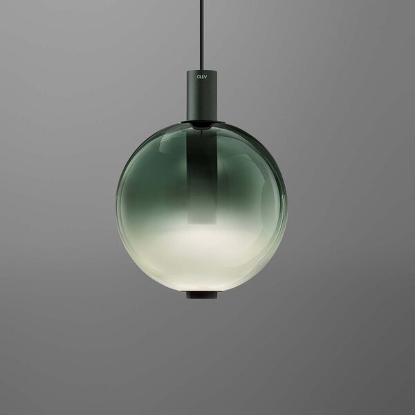 OLEV lampă suspendată LED BEAM STICK NUANCE, verde, Ø 20 cm, 927, reglabil, Verde, Camera de zi / sufragerie, Sticlă, Design