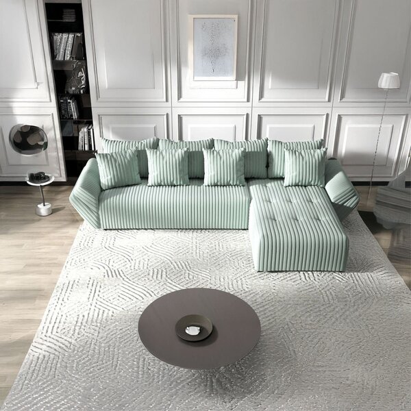 Colțar extensibil dumonde cu ladă de depozitare Berlin XL Ambience Mint II 350x185 cm