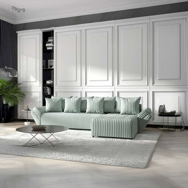 Colțar extensibil dumonde cu ladă de depozitare Berlin XL Ambience Mint II 350x185 cm