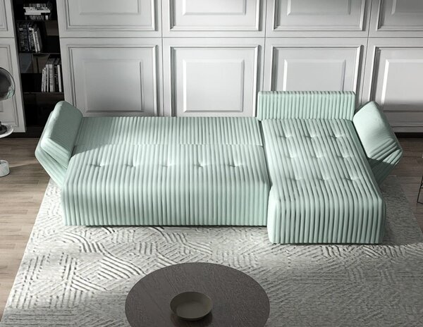 Colțar extensibil dumonde cu ladă de depozitare Berlin XL Ambience Mint II 350x185 cm