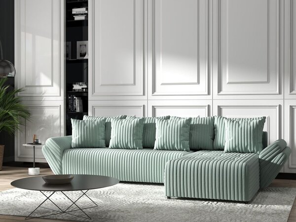 Colțar extensibil dumonde cu ladă de depozitare Berlin XL Ambience Mint II 350x185 cm