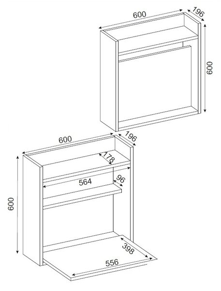 Birou, Wall Fold, UnicUtil, 60 x 19.6 x 60 cm, Alb și Maro, UUDESK23
