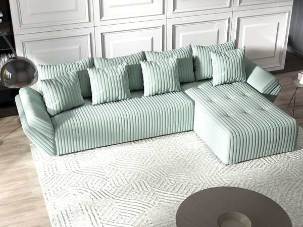 Colțar extensibil dumonde cu ladă de depozitare Berlin XL Ambience Mint II 350x185 cm