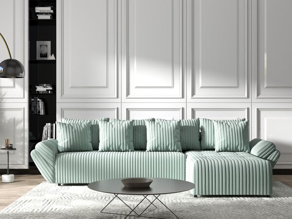 Colțar extensibil dumonde cu ladă de depozitare Berlin XL Ambience Mint II 350x185 cm
