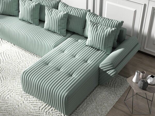 Colțar extensibil dumonde cu ladă de depozitare Berlin XL Ambience Mint II 350x185 cm