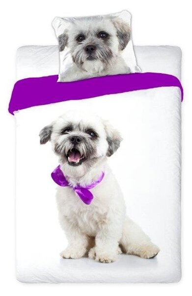 Lenjerie de pat cu un câine drăguț 2 părți: 1buc 140 cmx200 + 1buc 70 cmx90