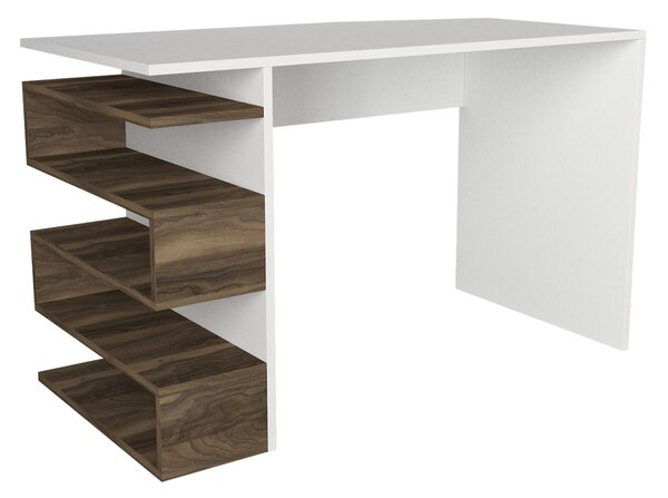 Birou, Modern BrownSpace, UnicUtil, 120 x 60 x 75 cm, Alb si Maro, UUDESK34