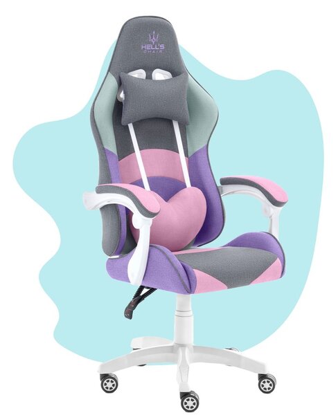 Scaun gaming pentru copii Rainbow violet-gri
