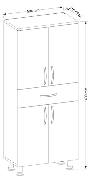 Organizator, Duo Space, UnicUtil, 59.4 x 31.5 x 140 cm, Alb, UUORG16