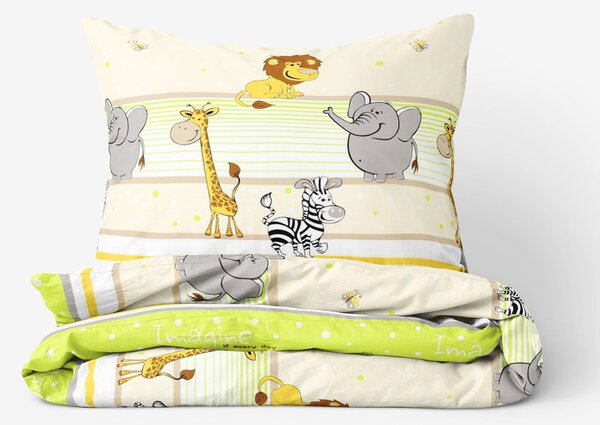 Goldea lenjerie de pat pentru copii din 100% bumbac - safari 140 x 200 și 70 x 90 cm