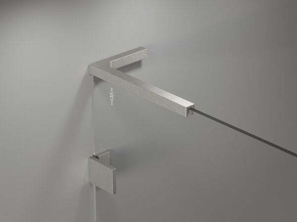 Mexen Lunar L, paravan de cadă cu 2 aripi, dreapta, 80 x 150 cm, sticlă transparentă, oțel periat, 897L-080-100-97-00-P