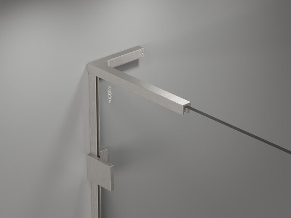 Mexen Lunar L, paravan de cadă cu 2 aripi, dreapta, 80 x 150 cm, sticlă transparentă, oțel periat, 897L-080-100-97-00-P