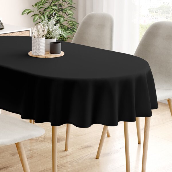 Goldea față de masă decorativă loneta - negru - ovală 120 x 160 cm