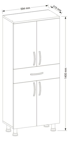 Dulap Organizator, Duo CreamSpace, UnicUtil, 59.4 x 31.5 x 140 cm, Crem, UUORG49
